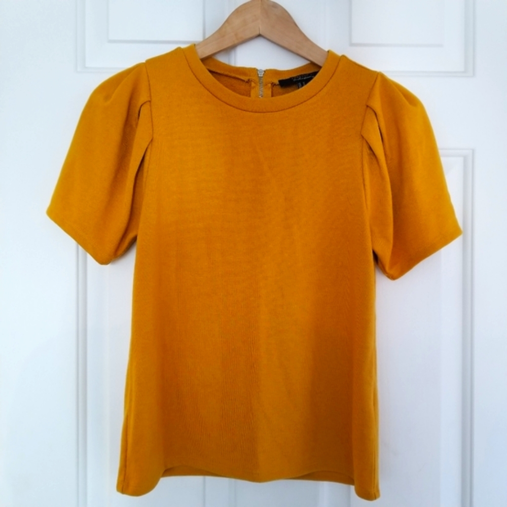 FOREVER 21 Mustard Yellow Puff Sleeve Top